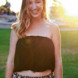 Black Flouncy Tube Top